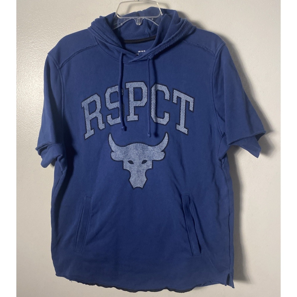 Under Armour Hoodie Mens Large Blue Project Rock RSPCT Terry Short Sleeve Loose